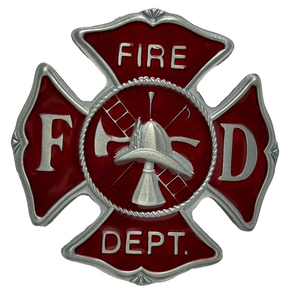 Fire Department Belt‎ Buckle Red Enamel Great American Products 3" New Fireman